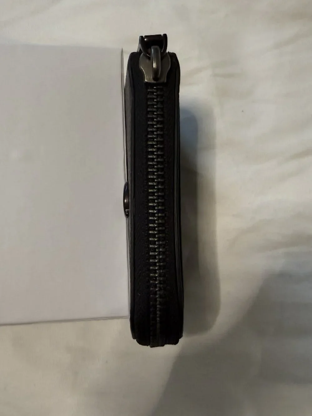 Coach L Zip Key Case Black Wallet